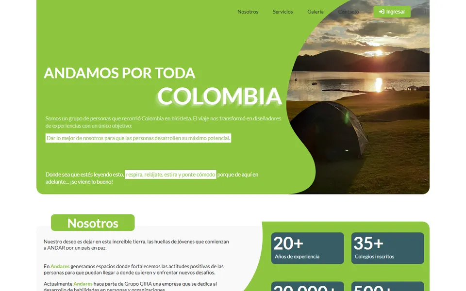 Screenshot of the Andares website