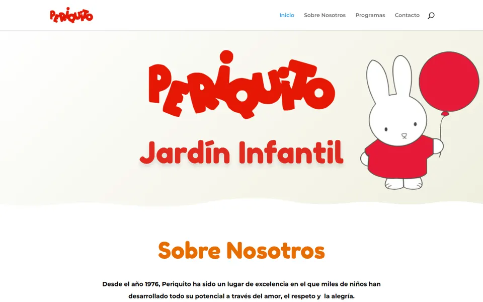 Screenshot of the Jardín Infantil Periquito website